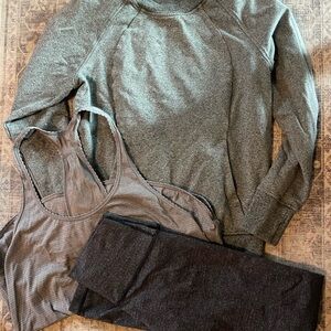 lululemon bundle athletica Gray and Black Women's Pants & sweatshirt and top
